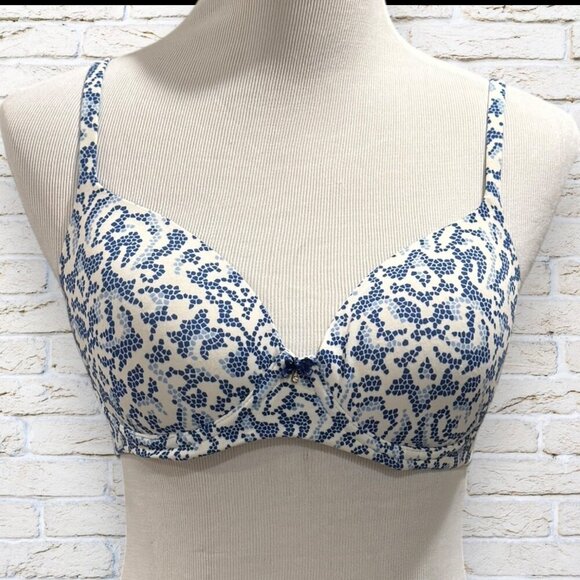 SOMA Embraceable Full Coverage Blue Dot Bra 34C - Picture 1 of 5